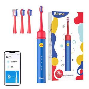 Sonický zubní kartáček s aplikací pro děti, sada koncovek Bitvae BVK7S (modrý)