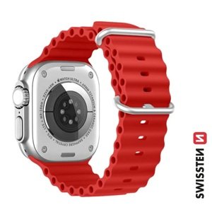 SWISSTEN řemínek pro Apple Watch silikonový, marine straps, 42 / 44 / 45 / 49 mm Barva: Červená
