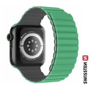 SWISSTEN řemínek pro Apple Watch silikonový, magnetický, 42 / 44 / 45 / 49 mm Barva: zeleno/šedá