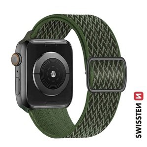 SWISSTEN řemínek pro Apple Watch nylonový, 42 / 44 / 45 / 49 mm Barva: khaki (se sponou)