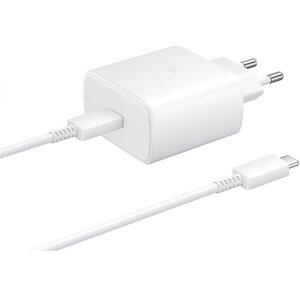 SAMSUNG nabíječka + kabel USB-C/USB-C, 1,8 metru, rychlonabíjení, 45 W Barva: Bílá