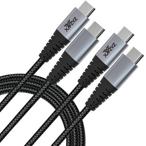 XYYZYZ dobíjecí kabel USB-C/USB-C s textilním opletem, PD & QC, 60 W, 1 m Barva: Černá, Balení: Retail pack (baleno v krabičce)