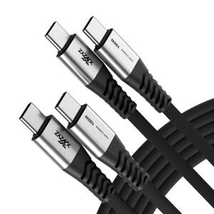 XYYZYZ dobíjecí kabel USB-C/USB-C s textilním opletem, PD & QC, 100 W, 2 m Barva: Černá, Balení: Retal pack (baleno v krabičce)