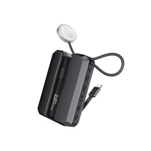 PROMATE Neo 10 Power Delivery nabíjecí powerbanka pro chytré telefony a Apple Watch s vestavěným USB-C kabelem, 10 000 mAh, 30 W, černá