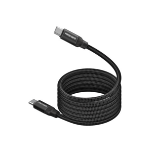 PROMATE Springy Magnetický pružinový kabel USB-C / USB-C, 60W, 1,2 m, černý, pružný