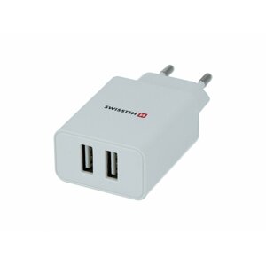 SWISSTEN síťový adaptér smart IC 2x USB 2,1 A power bílý (samoprodavač)