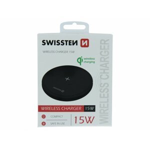 SWISSTEN Wireless 15 W bezdrátová nabíječka Barva: Černá