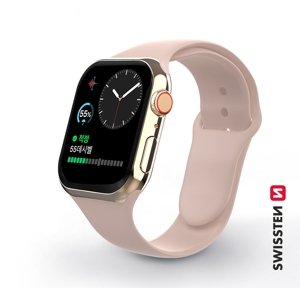 SWISSTEN řemínek pro Apple Watch silikonový, šířka 42-44 mm Barva: Pískově růžová