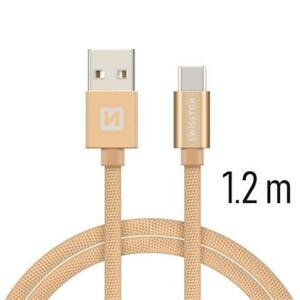 SWISSTEN datový kabel textile USB / USB-C 1,2 m Barva kabelu: Zlatá