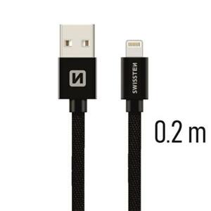 SWISSTEN datový kabel textile USB / lightning 0,2 m Barva kabelu: Černá