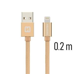 SWISSTEN datový kabel textile USB / lightning 0,2 m Barva kabelu: Zlatá