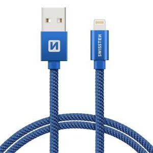 SWISSTEN datový kabel textile USB / lightning 0,2 m Barva kabelu: Modrá