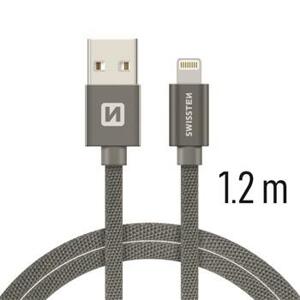SWISSTEN datový kabel textile USB / lightning 1,2 m Barva kabelu: Šedivá