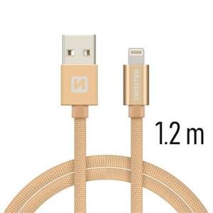 SWISSTEN datový kabel textile USB / lightning 1,2 m Barva kabelu: Zlatá