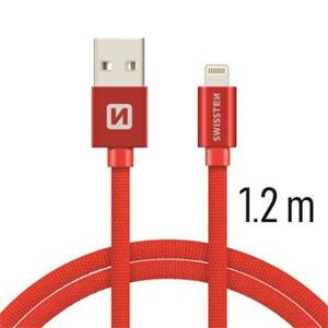 SWISSTEN datový kabel textile USB / lightning 1,2 m Barva kabelu: Červená