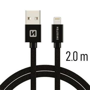 SWISSTEN datový kabel textile USB / lightning 2,0 m Barva kabelu: Černá