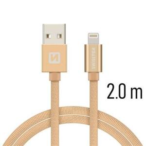 SWISSTEN datový kabel textile USB / lightning 2,0 m Barva kabelu: Zlatá