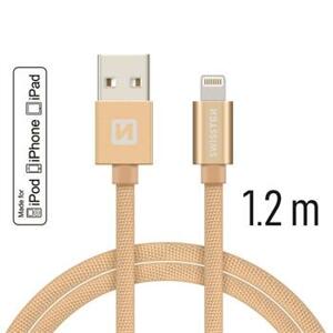 SWISSTEN datový kabel textile USB / lightning MFi 1,2 m Barva kabelu: Zlatá