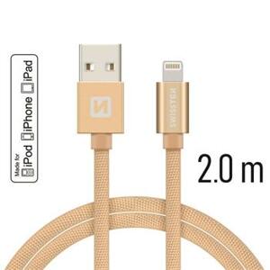 SWISSTEN datový kabel textile USB / lightning MFi 2,0 m Barva kabelu: Zlatá