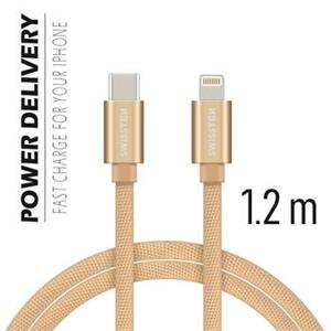 SWISSTEN datový kabel textile USB-C / lightning 1,2 m Barva kabelu: Zlatá