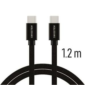 SWISSTEN datový kabel textile USB-C / USB-C 1,2 m Barva kabelu: Černá