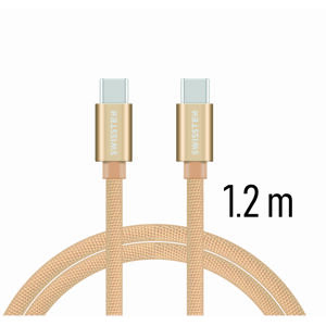 SWISSTEN datový kabel textile USB-C / USB-C 1,2 m Barva kabelu: Zlatá