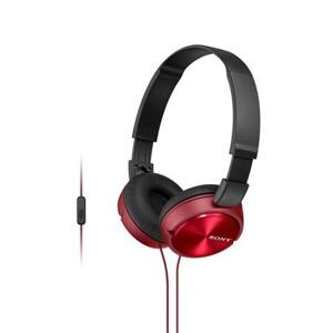 SONY headset náhlavní MDRZX310APR/ sluchátka drátová + mikrofon/ 3,5mm jack/ citlivost 98 dB/mW/ červená
