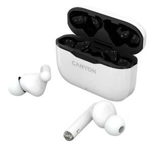 CANYON TWS-3 Bluetooth sportovní sluchátka s mikrofonem, BT V5, nabíjecí pouzdro 300mAh, bílá