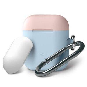 Elago Airpods Silicone Duo Hang Case - Pastel Blue/ Pink, White