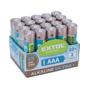 EXTOL ENERGY baterie alkalické, 20ks, 1,5V AAA (LR03)