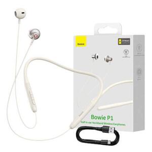 Magnetická sportovní sluchátka na krk Baseus Bowie P1 (krémově bílá)