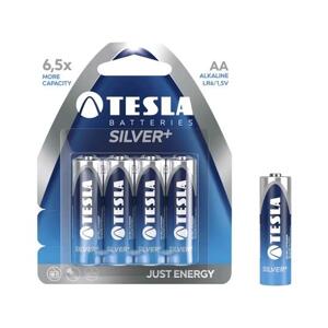 TESLA SILVER+ alkalická baterie AA (LR06, tužková, blister) 4 ks