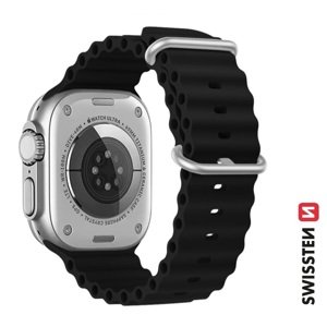 SWISSTEN řemínek pro Apple Watch silikonový, marine straps, 42 / 44 / 45 / 49 mm Barva: Černá