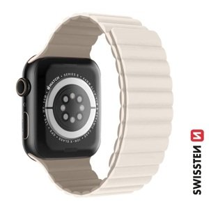 SWISSTEN řemínek pro Apple Watch silikonový, magnetický, 42 / 44 / 45 / 49 mm Barva: bílá/cappuccino