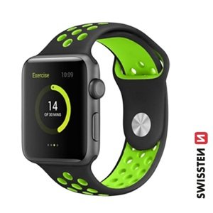 SWISSTEN řemínek pro Apple Watch silikonový, sport, 38 / 40 / 41 mm Barva: černo/zelená
