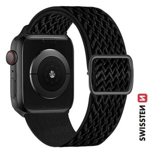 SWISSTEN řemínek pro Apple Watch nylonový, 38 / 40 / 41 mm Barva: černá (se sponou)