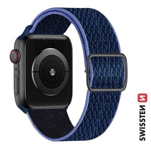 SWISSTEN řemínek pro Apple Watch nylonový, 42 / 44 / 45 / 49 mm Barva: modrá/fialová (se sponou)