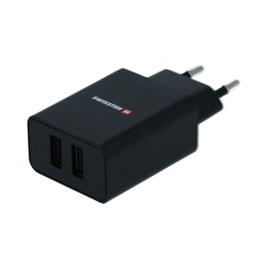 SWISSTEN síťový adaptér 2x USB, 10W, SMART IC (EKO BALENÍ) Barva: Černá