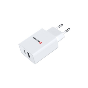 SWISSTEN síťový adaptér 1x USB-C + 1x USB 2,1 A 10,5 W bílý