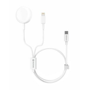 SWISSTEN nabíjecí magnetický kabel 2v1 pro Apple Watch a Lightning, USB-C 1,2 m