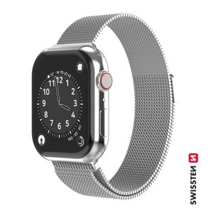 SWISSTEN řemínek pro Apple Watch milánský tah, šířka 38-40 mm Barva: Stříbrná