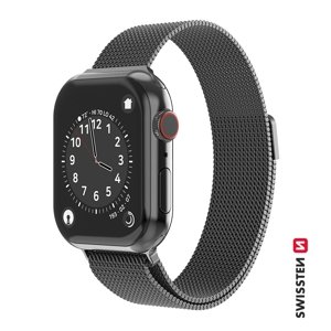 SWISSTEN řemínek pro Apple Watch milánský tah, šířka 42-44 mm Barva: Černá