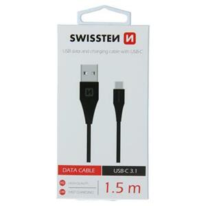SWISSTEN datový kabel USB-A / USB-C 3.1, délka 1,5m (7mm) Barva: Černá