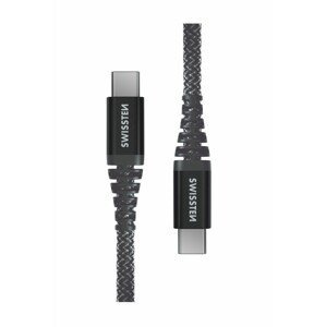 SWISSTEN Datový kabel KEVLAR USB-C / USB-C 1,5 m, antracit